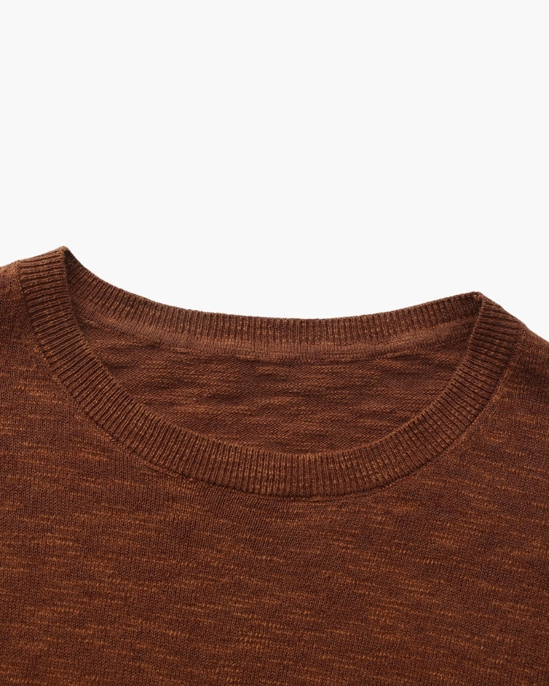 Linen Cotton Essential Crewneck - Old Money