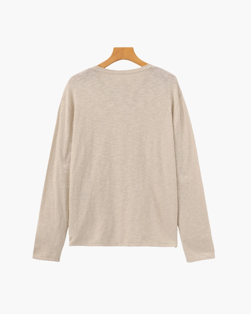 Linen Cotton Essential Crewneck - Old Money