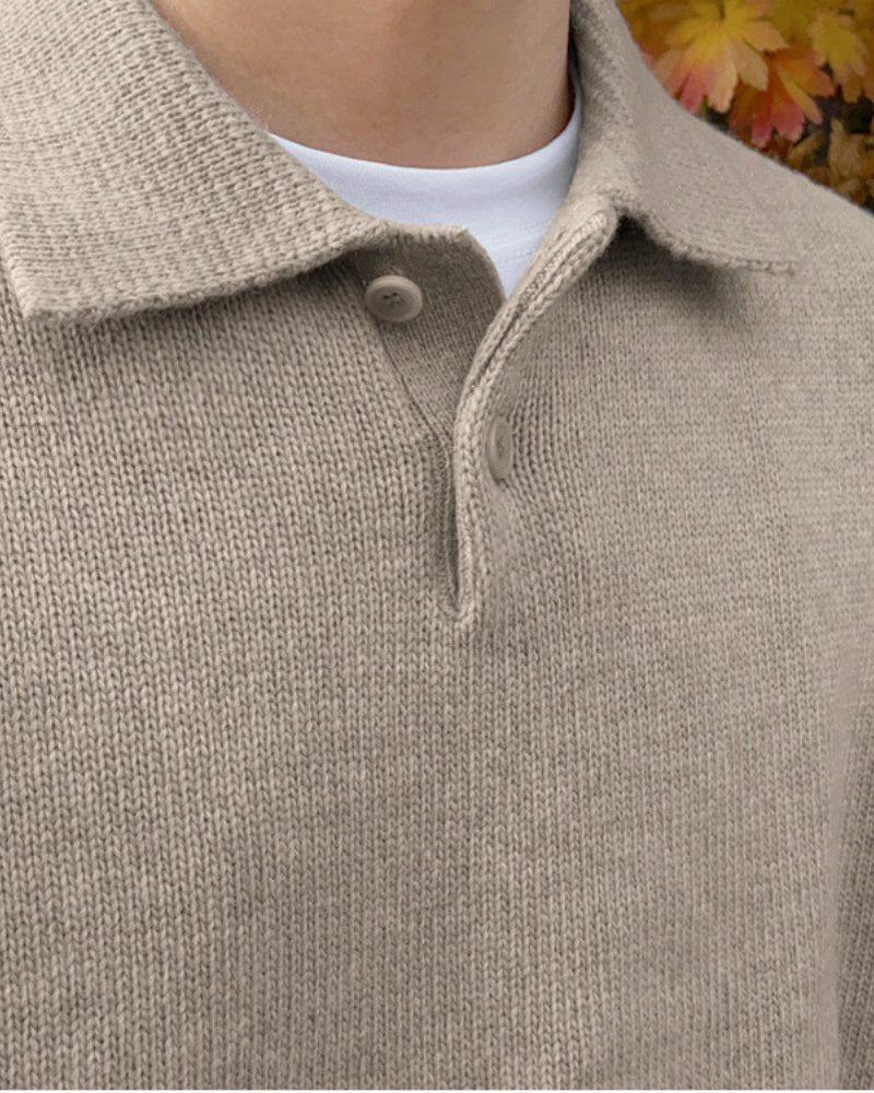 Woolen Button Half Zip - Old Money